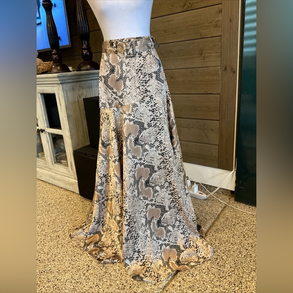 Mustard Seed Beige and Black Maxi Skirt